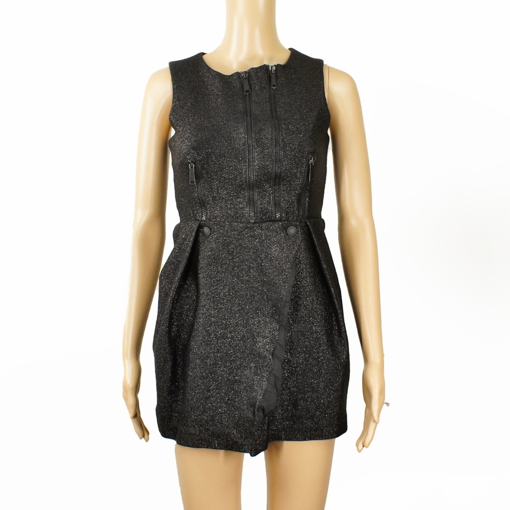 Vintage 2000s 00s Diesel Black Gloss Embossed Textured Grunge Sleeveless Dress
